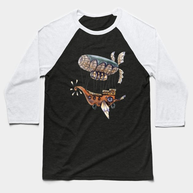 Old school airship Baseball T-Shirt by Art by Ergate